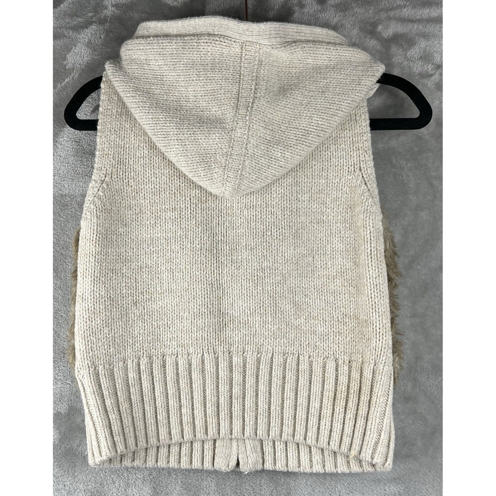 BABY GAP Faux Fur Sweater Vest Coat‎ Hooded Size 3T Tan and Brown Zipper Closure - Picture 2 of 6